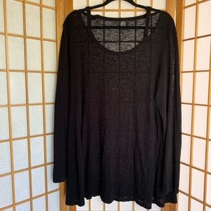Black, strappy long sleeve lightweight shirt